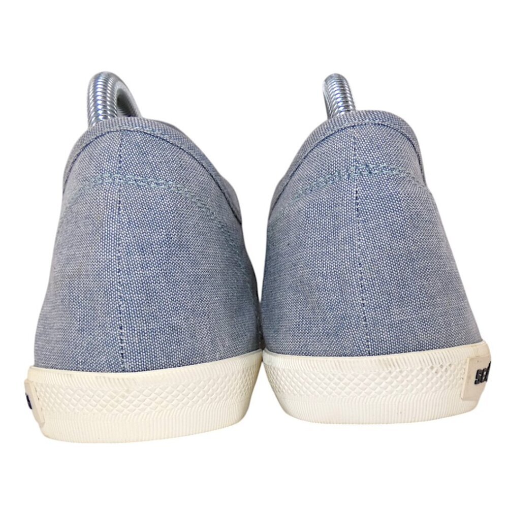 SeaVees Vegan Cotton Chambray Sneakers Coastal Minimalist Eco Retro Size 13 Blue - Picture 7 of 14